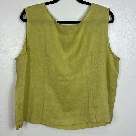 Kathleen Sommers Linen Sleeveless Round Neck Tank Top In Pistachio Size 0X - Picture 3 of 7